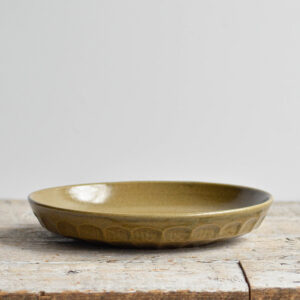 Faceted Deep Dinner Plate - Speckled Green